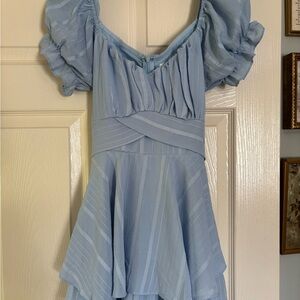 Light Blue Puff Sleeve Dress/Romper